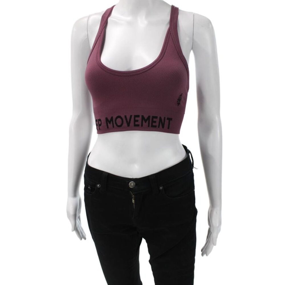 FP Movement Womens Ribbed Racerback Casual Sports Bra Pink Size XS